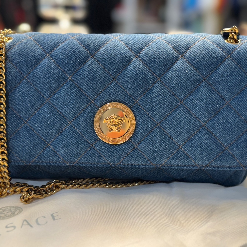Versace Denim Quilted Clutch